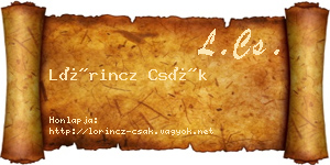 Lőrincz Csák névjegykártya